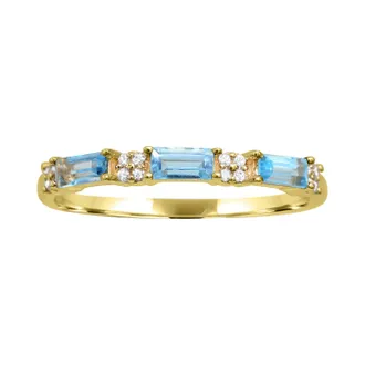 Diamond2Deal 10K Yellow Gold Swiss Blue Topaz and Diamond Wedding Band Ring ( 0.40Ct)