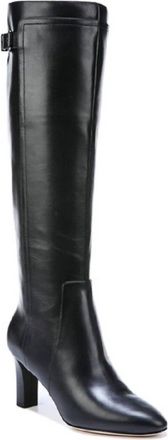Via Spiga Women Leather Knee High Zip Up Boots In Black