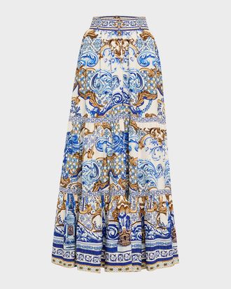 Camilla Azul Adventures High-Waisted Tiered Skirt