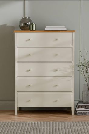 Julian Bowen Coxmoor 5 Drawer Wide Chest in Ivory