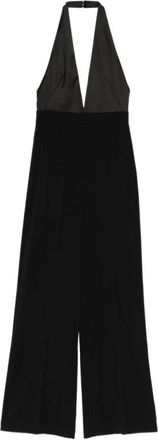 Patrizia Pepe Jumpsuit van vloeiende cr&ecirc;pe met diepe halslijn - Dames - Jumpsuits - Zwart - M - Polyester - Jumpsuits & Playsuits