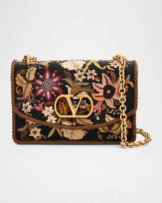 Valentino Garavani Beaded Floral-Embroidered Shoulder Strap