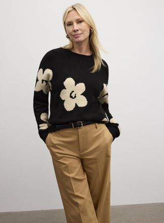Contemporaine Womens Floral brushed jacquard sweater