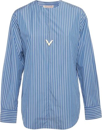 Valentino Gestreepte blouse met plakkaat - Blauw