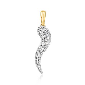 Canaria Canaria Diamond Italian Horn Pendant in 10kt Yellow Gold