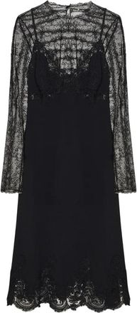 Ermanno Scervino Afneembare Tulle Jurk met Kanteffect voor Feestjes - Dames - Feestkleedjes - Zwart - L - Tule - Kleedjes