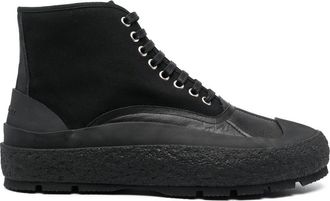 Jil Sander hi-top sneakers - men - Cotton/Calf Leather/Calf Leather/Rubber - 42 - Black
