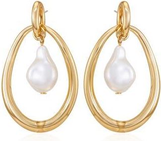 Vince Camuto Faux Pearl Doorknocker Drop Earrings in Goldtone at Nordstrom Rack