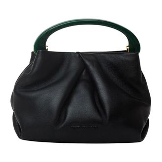 Dries Van Noten Tassen, Dames, Zwart, ONE Size, Leer, Kleine geplooide leren tas