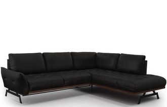 CXL by Christian Lacroix 5-Sitzer Echtleder Designer Ecksofa Olivier mit Bettfunktion, Schwarz