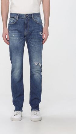 Emporio Armani Slim Fit Five-Pocket Jeans in Worn-Effect Stretch Cotton Denim