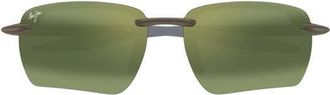 Maui Jim Hookipa Ultra G 65mm Oversize PolarizedPlus2 Rectangular Sunglasses in Grey at Nordstrom