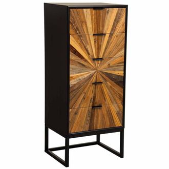 Wanderlust Deco Sinfonier de madera recuperada negro con 5 cajones 42x36.5x105h cm