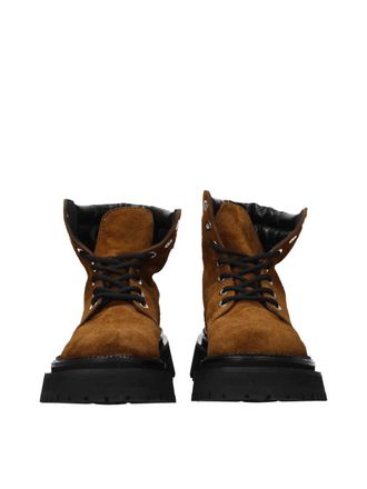 Ami Womens Lace-Up Suede Ankle Boots Brown Shoes >