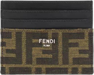 Fendi FF Jacquard Kaarthouder - Heren - Portefeuilles - Bruin - ONE Size - Katoen - Accessoires