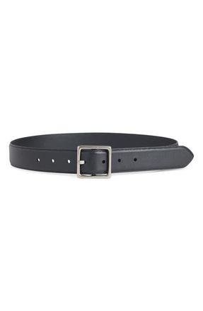 Favorite Daughter Leather Belt in Black/Tumbled Nickel at Nordstrom, Size X-Small