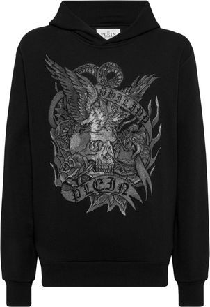 Philipp Plein Crystal Tattoo crystal-embellished hoodie - men - Polyester/Cotton - M - Black