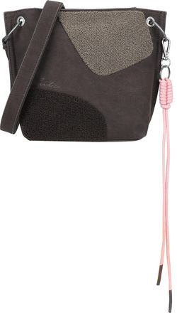 Fritzi Aus Preu&szlig;en Fritzi03 Limited Happy Flocked Shoulder Bag Faux Leather Womens Crossbody Handbag Festival City Vegan Flock-Smile Carabiner 22.5 x 20.5 x 8.5 cm - Bro