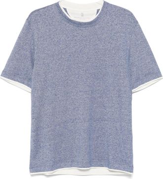 Brunello Cucinelli T-shirt con design a strati - Blu