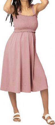 Kindred Bravely Smocked Maternity & Nursing Dress In Light Mauve