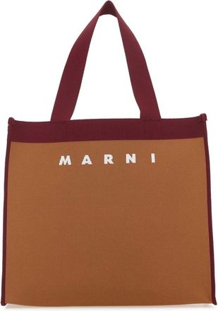 Marni Brown logo print tote bag