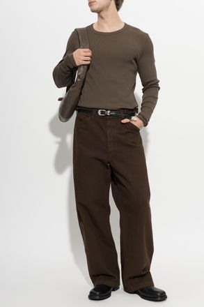 Christophe Lemaire Ribbed Long Sleeve Top, Mens, Brown