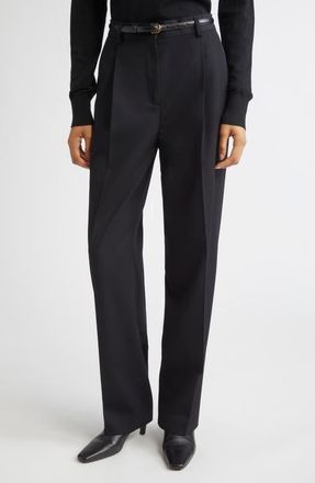 Toteme Pleated Trousers in Black at Nordstrom, Size 12 Us