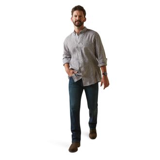 Ariat Mens Sonoma Shirt Long Sleeve in Banyan Bark Check, Size Small, by Ariat