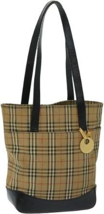 Burberry Pre-owned Tote Bags, female, Beige, Size: ONE SIZE Pre-owned Canvas Shoulder Bag