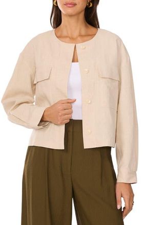 Vince Camuto Collarless Crop Jacket in Oyster Grey at Nordstrom, Size Large