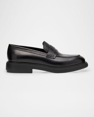 Ferragamo Mens Leather Rubber-Sole Penny Loafers