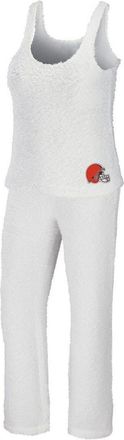 WEAR by Erin Andrews Womens WEAR by Erin Andrews Cream Cleveland Browns Cozy Scoop Neck Tank Top & Pants Sleep Set at Nordstrom, Size Xx-Large