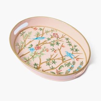 Mrs. Alice Pink Small Oval Chinoiserie Tole Tray at Nordstrom