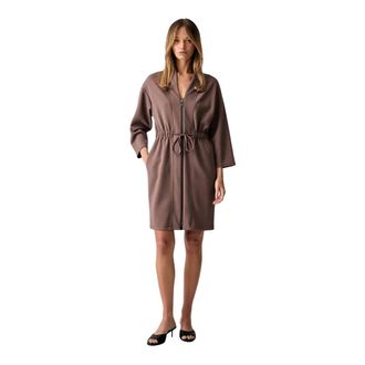 Joseph Ribkoff Vestido de punto de buceo con cremallera frontal - Dresses - Mujer - Marr&oacute;n - 2XL