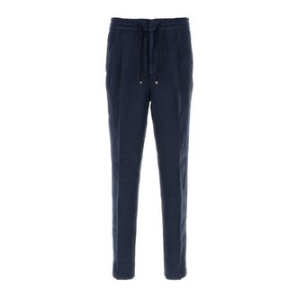 Brunello Cucinelli Brunello Cucinelli, Slim-fit Trousers, male, Blue, Size: 3XL Trousers with drawstring