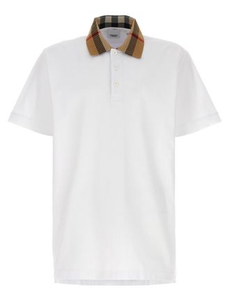 Burberry White Check Print Polo