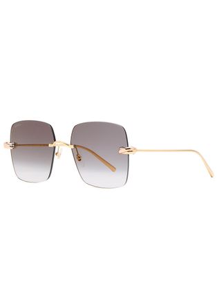 Cartier Cartier Trinity Rimless Square-frame Sunglasses - Gold - One Size