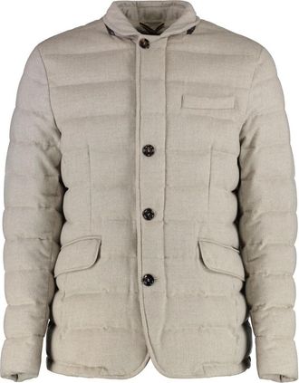 Moorer Wol-kasjmier blend blazer met padding - Heren - Gewatteerde jassen - Grijs - L - Wol - Jassen