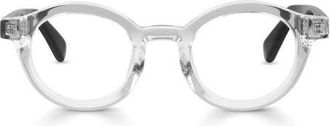 Eyebobs TV Party 41mm Round Reading Glasses in Crystal Clear Front /Black at Nordstrom, Size +0.00