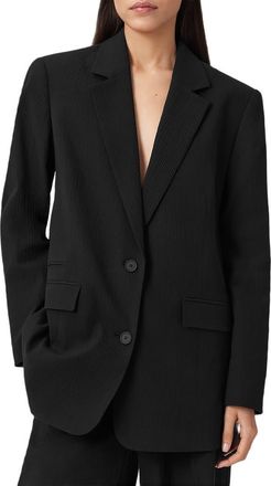 AllSaints Essen Stretch Cotton Blazer in Black at Nordstrom, Size 10 Us