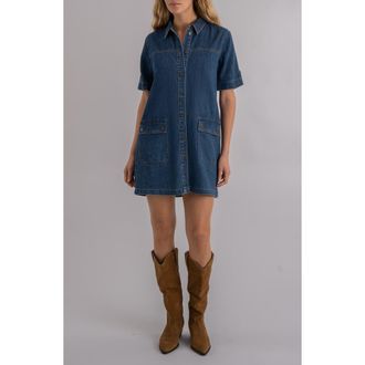 Kut from the Kloth Eliza Denim Mini Shirtdress in Capturing at Nordstrom, Size X-Small