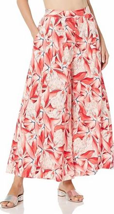 Carmen Marc Valvo Womens Cropped Wide Leg Pant In Campari / Red