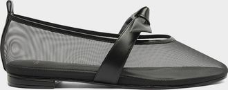 Alexandre Birman Clarita Mesh Leather Ballerina Flats