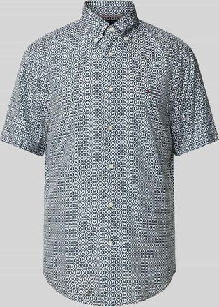 Tommy Hilfiger Regular Fit Freizeithemd mit Allover-Muster in Blau, Gr&ouml;&szlig;e XXXL