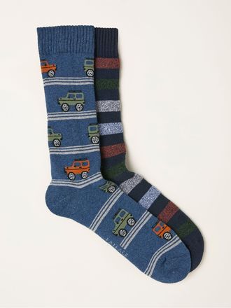 Fat Face FatFace Navy Blue 2 Pairs of Off Roader Thermal Socks