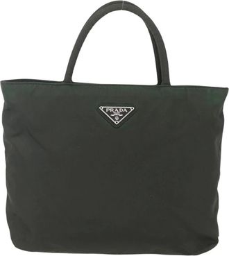 Prada Pre-owned Tote Bags, female, Green, Size: ONE SIZE Pre-owned Vintage Nylon Tote Bag