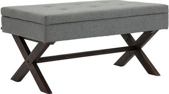 Clp Clp - Banco Namaro Tapizado En Tela Con Almacenamiento Gris Antiguo