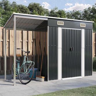 vidaXL Cobertizo Jard&iacute;n Tejado Largo Acero Antracita 277x107x181 Cm Vidaxl