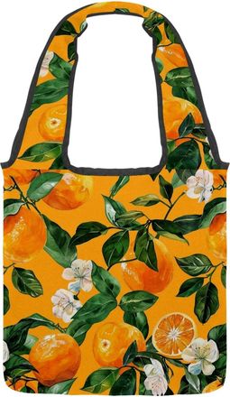 Generic Orange Wild Mandarin Reversible Canvas Shoulder Tote - Double-Sided Print, 12oz Cotton, 27cm Drop, Fold-Flat Bag for Travel, Shopping, Street Outings
