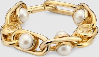 Gucci Bracelet With Mobile Pearls, Gold-toned metal, Gold-toned metal
